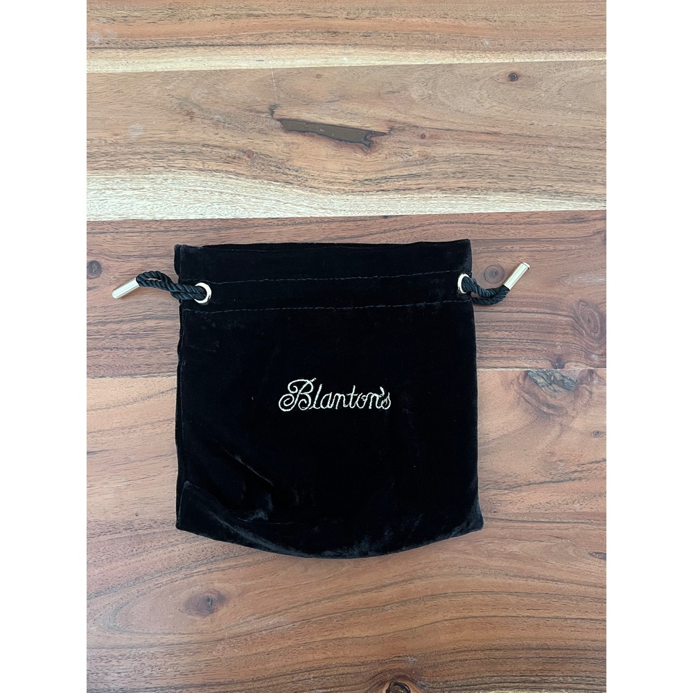 Blantons Bourbon Velvet Drawstring Bag Pouch Black Logo Bottle Bag